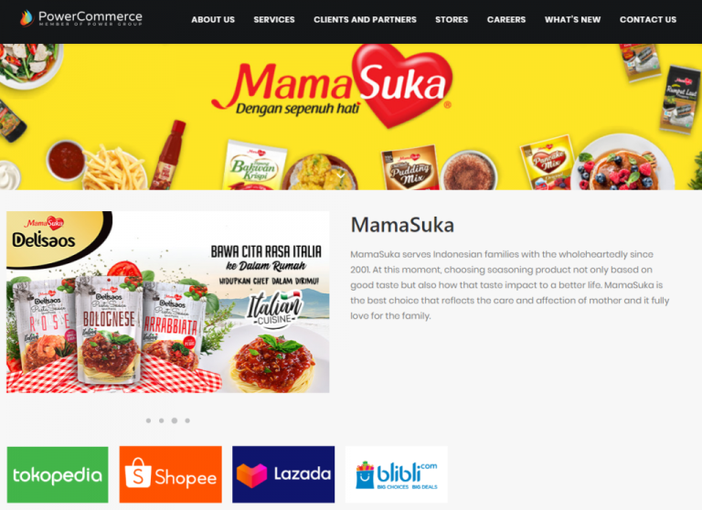 Official Store MamaSuka yang tersedia di Tokopedia, Shopee, Lazada, dan Blibli (Sumber: powercommerce.asia/mamasuka)